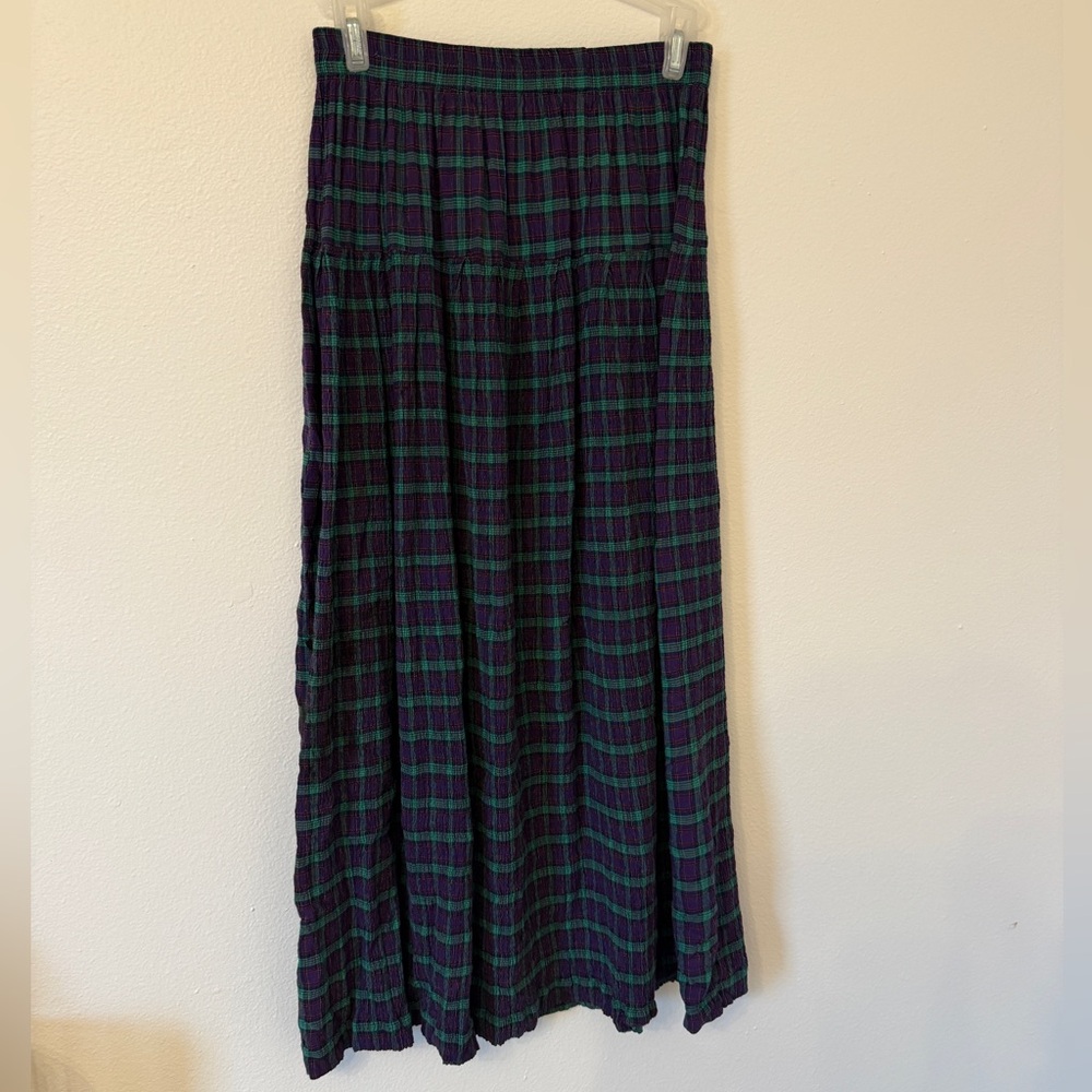Vintage Plaid Skirt in Green and Purple